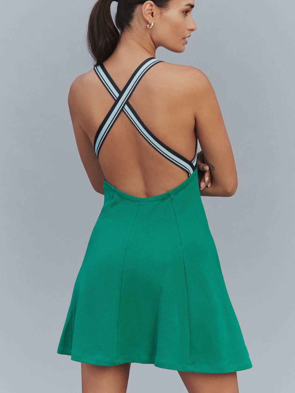 Anthropologie Emerald Green Racerback Fit & Flare Mini Dress - Picture 3 of 7